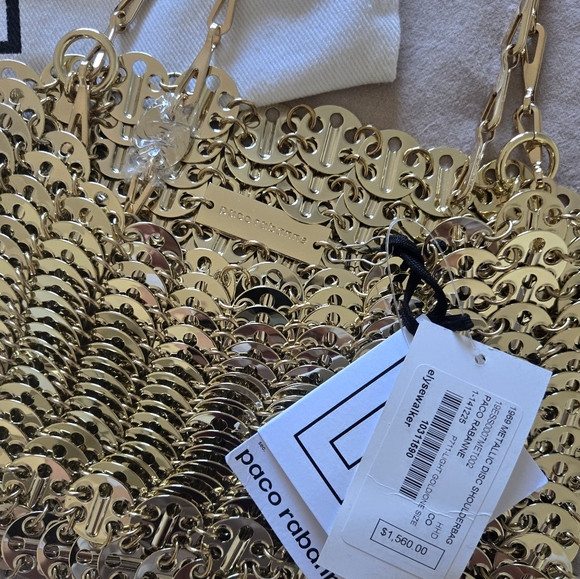 Rabanne Iconic 1969 Chainmail Shoulder Bag in light gold - Picture 6 of 12